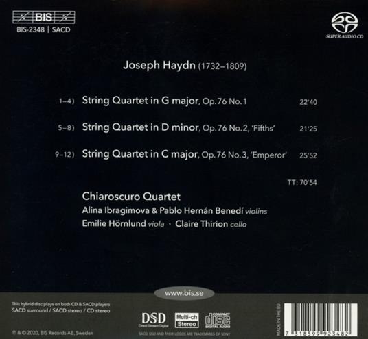 Quartetti per archi op.76 1-3 - CD Audio di Franz Joseph Haydn - 3