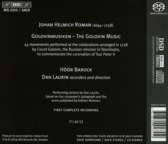 Golovin Musiken - SuperAudio CD di Johan Helmich Roman - 2