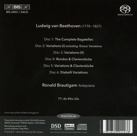 Variazioni e Bagatelle complete - SuperAudio CD ibrido di Ludwig van Beethoven,Ronald Brautigam - 2