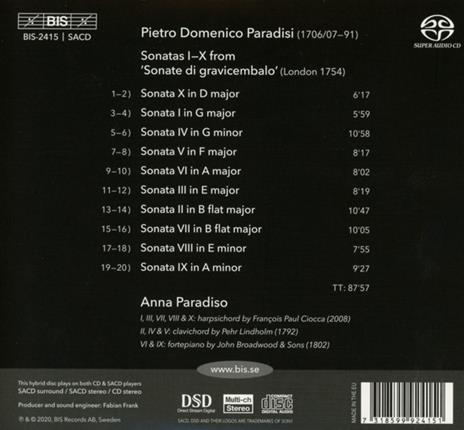 Anna Paradiso Plays Paradisi - SuperAudio CD di Pietro Domenico Paradisi - 3