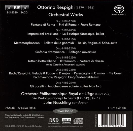 Orchestral Works - CD Audio di Ottorino Respighi,John Neschling - 2