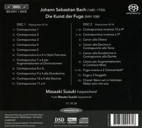 Die Kunst Der Fuge - CD Audio di Johann Sebastian Bach,Masaaki Suzuki - 2