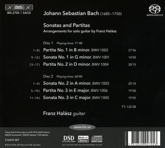 Sonatas And Partitas (Arr. For Guitar) - CD Audio di Johann Sebastian Bach,Franz Halasz - 2