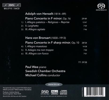 Piano Concertos - CD Audio di Michael Collins,Adolph Henselt,Hans Von Bronsart - 2