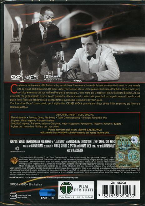 Casablanca di Michael Curtiz - DVD - 2