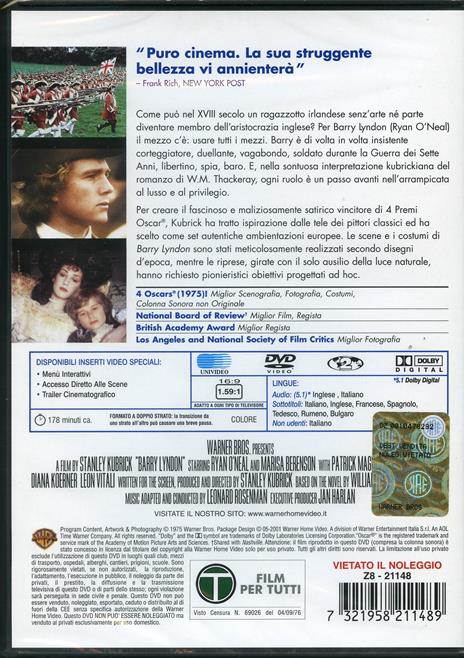 Barry Lyndon di Stanley Kubrick - DVD - 2