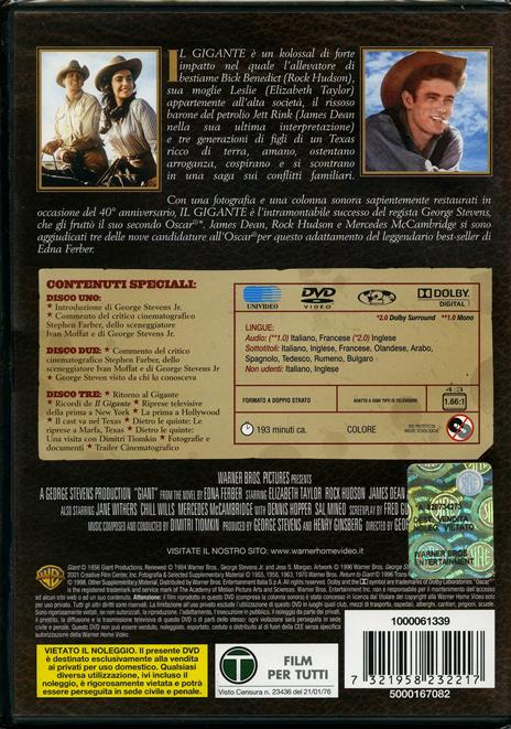 Il gigante (2 DVD)<span>.</span> Special Edition di George Stevens - DVD - 2