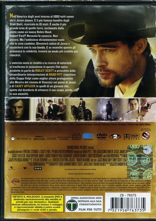 L' assassinio di Jesse James per mano del codardo Robert Ford di Andrew Dominik - DVD - 2