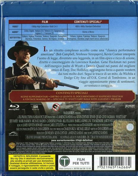 Wyatt Earp di Lawrence Kasdan - Blu-ray - 2