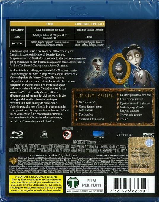 La sposa cadavere di Tim Burton,Mike Johnson - Blu-ray - 2