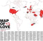 Map Of Love - Carta Murale Mondo Una Mappa Per Coppie Fantastiche ... Per Commemorare Importanti Pie