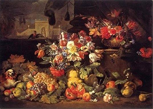 Stampa Su Tela - Canvas - Fiori E Frutta In Un Paesaggio - Bruegel - 50X70Cm - Senza Telaio - copertina