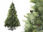 Albero di Natale artificiale pino verde con glitter e pigne 1017 rami altezza 2,10 metri