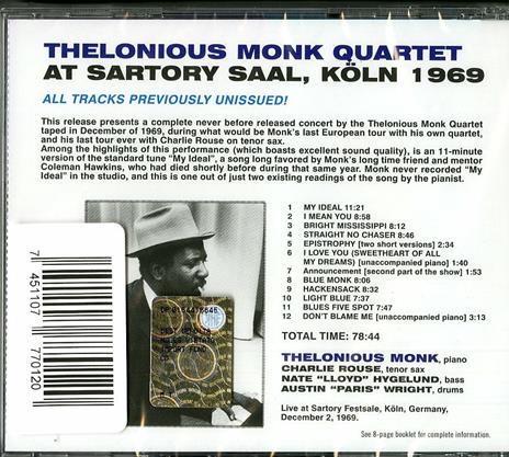 Live in Köln 1969 - CD Audio di Thelonious Monk - 2