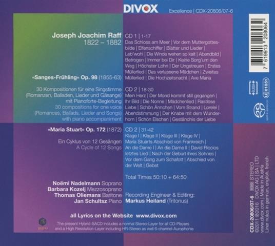Sanges-Früling op.98 - Maria Stuart op.1 - SuperAudio CD di Joseph Joachim Raff - 2