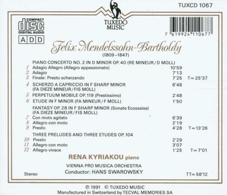 2. Klavierkonzert U. Klav. S - CD Audio di Felix Mendelssohn-Bartholdy - 2