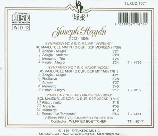 Sinfonie Nrn. 6 Bis 8 - CD Audio di Franz Joseph Haydn - 2