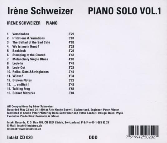 Piano Solo 1 - CD Audio di Irene Schweizer - 2