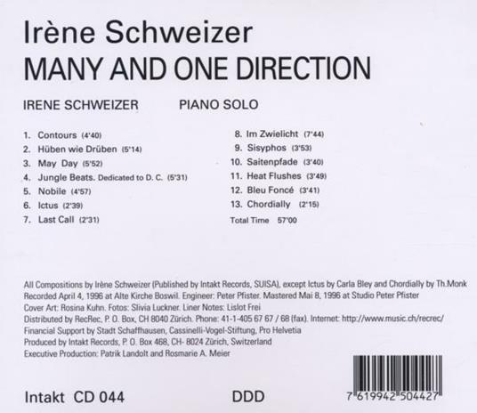 Many and One Direction - CD Audio di Irene Schweizer - 2
