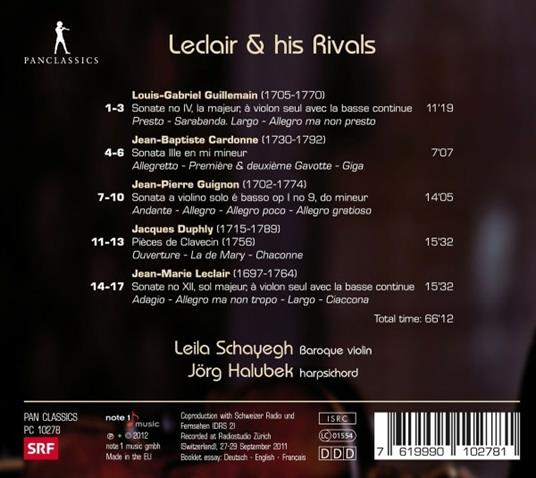 Leclair & His Rivals. Schayegh - CD Audio - 2