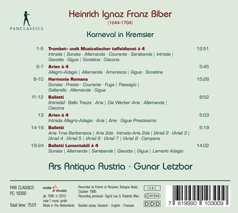 Karneval in Kremsler - CD Audio di Heinrich Ignaz Franz Von Biber - 2