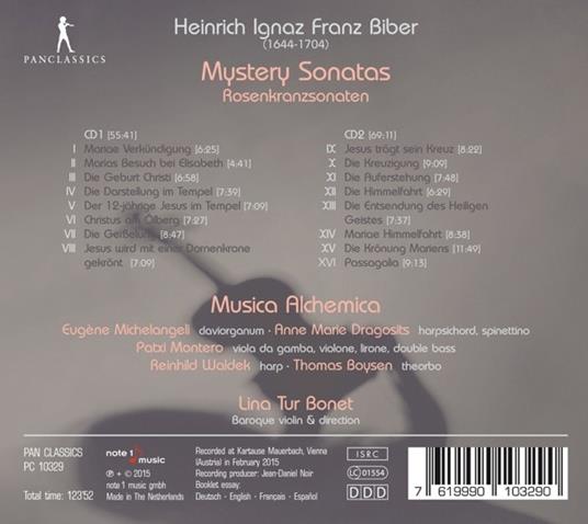 Mystery Sonatas - CD Audio di Heinrich Ignaz Franz Von Biber - 2