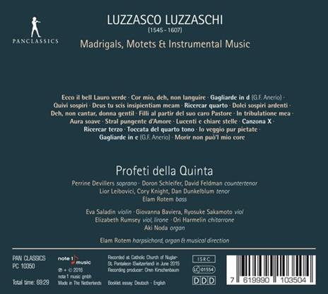 Luzzasco Luzzaschi - Madrigals, Motets & - CD Audio di Profeti della Quinta - 2