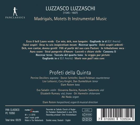 Luzzasco Luzzaschi - Madrigals, Motets & - CD Audio di Profeti della Quinta - 2