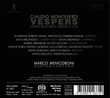 Vespri - CD Audio di Claudio Monteverdi - 2