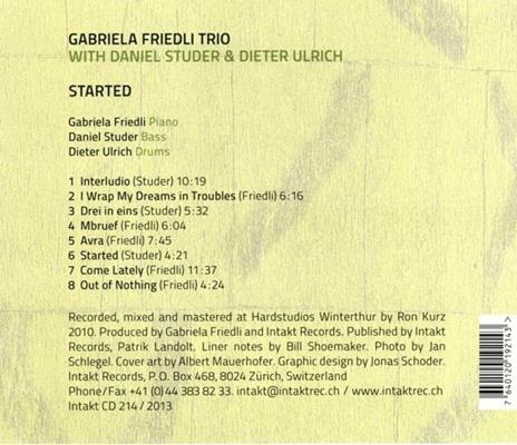 Started With Daniel Studer & Dieter Ulrich - CD Audio di Gabriela Friedli