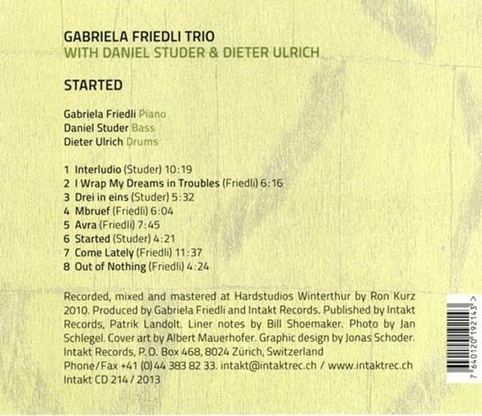 Started With Daniel Studer & Dieter Ulrich - CD Audio di Gabriela Friedli - 2