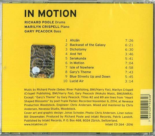 In Motion - CD Audio di Gary Peacock,Marilyn Crispell,Richard Poole - 2