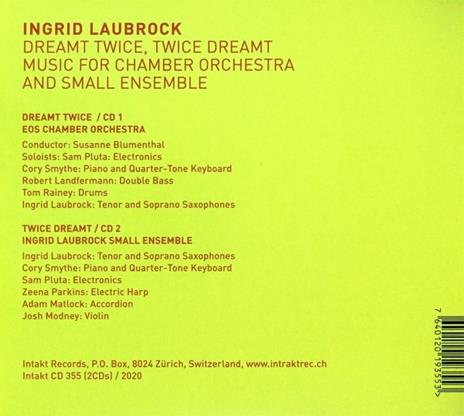 Dreamt Twice, Twice Dreamt. Music For Small Ensemble - CD Audio di Ingrid Laubrock - 2