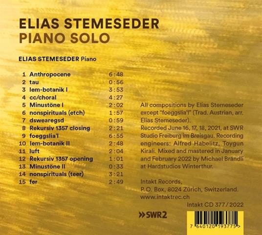 Piano Solo - CD Audio di Elias Stemeseder - 2