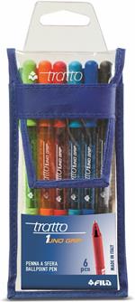 Penna a sfera Tratto 1Uno Grip. Confezione 6 colori assortiti