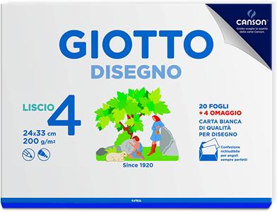 Cartoleria album da disegno carta liscia Giotto Album Disegno 4 24 fogli 200 g/m2 - 24x33cm Giotto