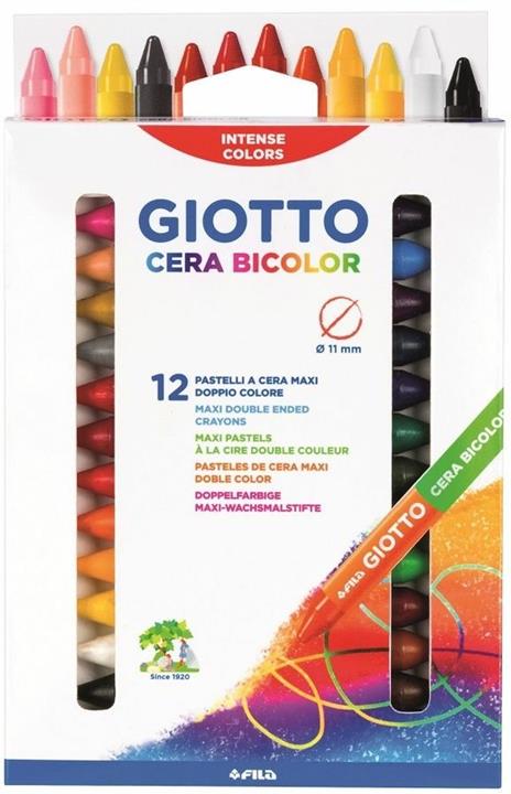 Pastelli a cera Giotto Bicolor Confezione 12 pezzi