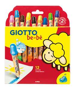Cartoleria Giotto be-bè astuccio 12 matitoni + appuntamatitone Giotto