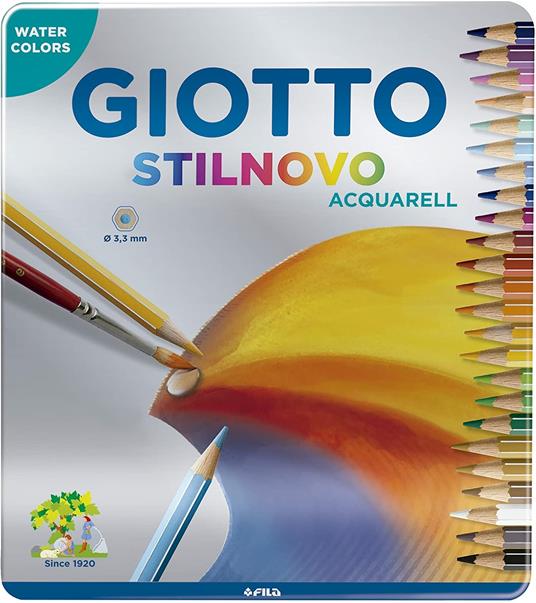 Pastelli acquerellabili Giotto Stilnovo Acquarell. Scatola in metallo 24 matite colorate - 6