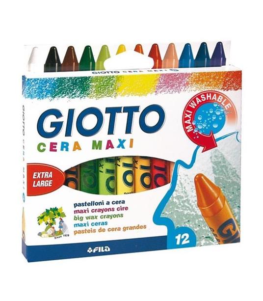 Pastelli a cerca Giotto Cera Maxi. Scatola 12 colori assortiti