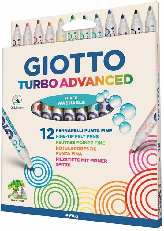 Pennarelli Giotto Turbo Advanced. Scatola 12 colori assortiti