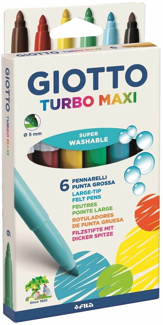 Pennarelli Giotto Turbo Maxi. Scatola 6 colori assortiti