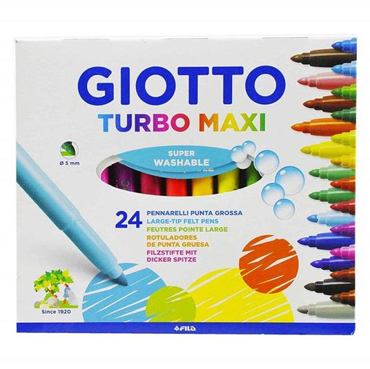 Pennarelli Giotto Turbo Maxi. Scatola 24 colori assortiti - Giotto -  Cartoleria e scuola