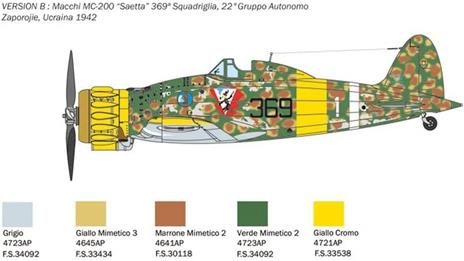 Italeri 2815 MC.200 Saetta, Scala 1:48, Plastic Model Kit, Modello in Plastica da Montare, Modellismo, Grigio - 5