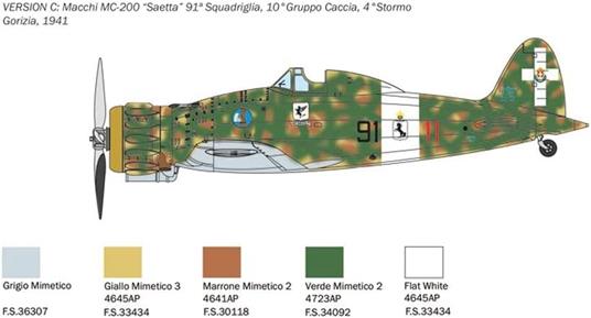 Italeri 2815 MC.200 Saetta, Scala 1:48, Plastic Model Kit, Modello in Plastica da Montare, Modellismo, Grigio - 6
