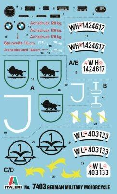 Bmw R75 German Military Motorbike W/ Sidecar Plastic Kit 1:9 Model It7403 - 5