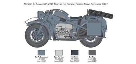 Italeri ZUNDAPP KS 750 with Sidecar 1:9 Kit di montaggio Motocicletta - 7