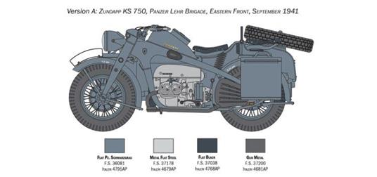 Italeri ZUNDAPP KS 750 with Sidecar 1:9 Kit di montaggio Motocicletta - 7