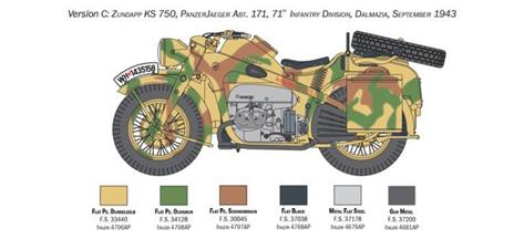 Italeri ZUNDAPP KS 750 with Sidecar 1:9 Kit di montaggio Motocicletta - 9