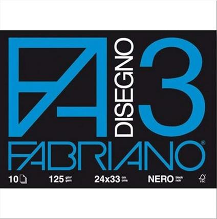 Album da disegno Fabriano FA3 Nero 10 fogli - 24x33 cm
